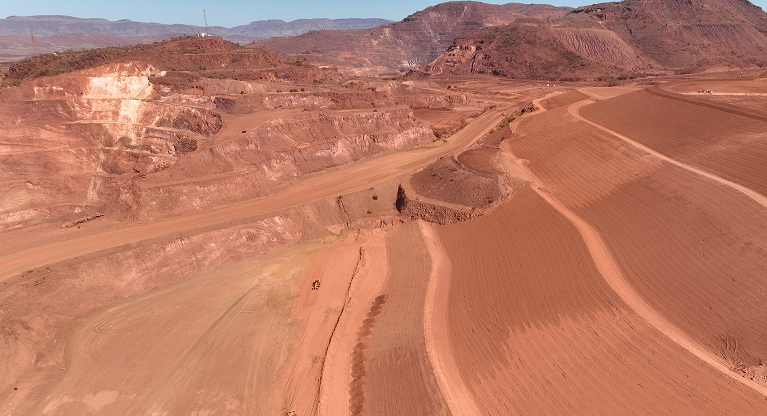 Mine site undergoing rehabilitation and land restoration