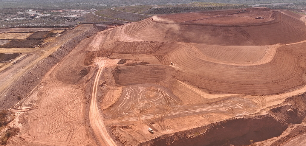 Mine site undergoing rehabilitation and land restoration